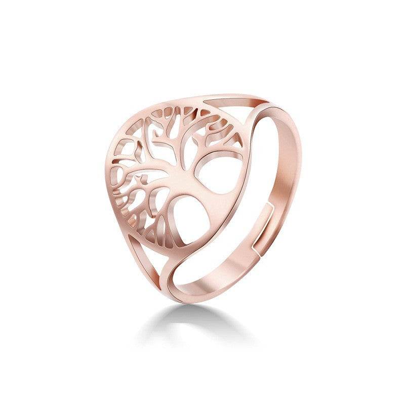 Retro Hollow Design Tree Of Life Dress Ring Unisex - Velora