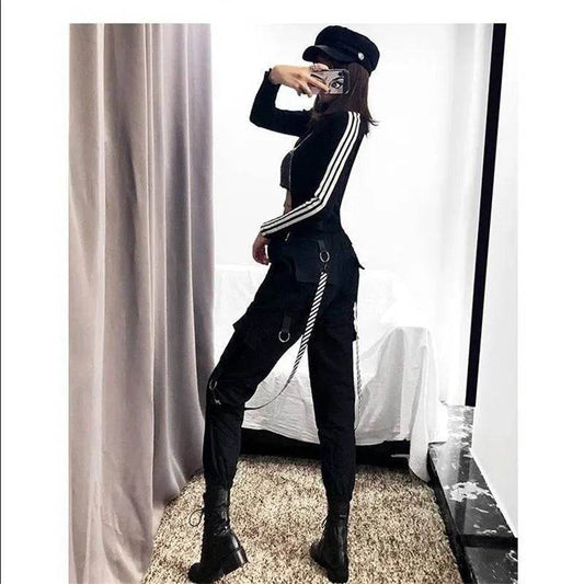 Streetwear Cargo Pants for Women black Jogger Trousers - Velora