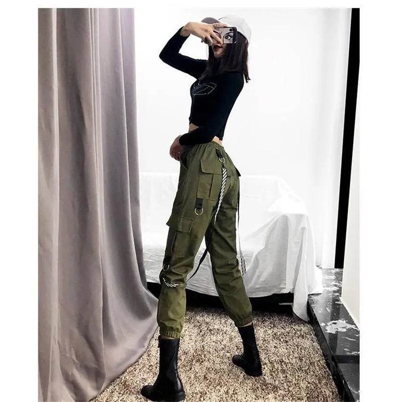 Streetwear Cargo Pants for Women black Jogger Trousers - Velora
