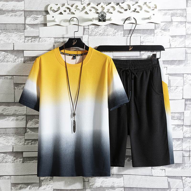 Men's Summer Leisure Tracksuit Thin T-Shirt 2 Sets Outfit Sport Set Short Sleeve - Velora