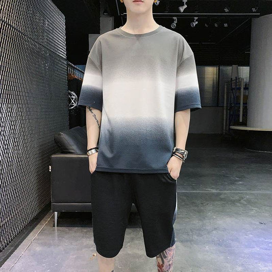 Men's Summer Leisure Tracksuit Thin T-Shirt 2 Sets Outfit Sport Set Short Sleeve - Velora