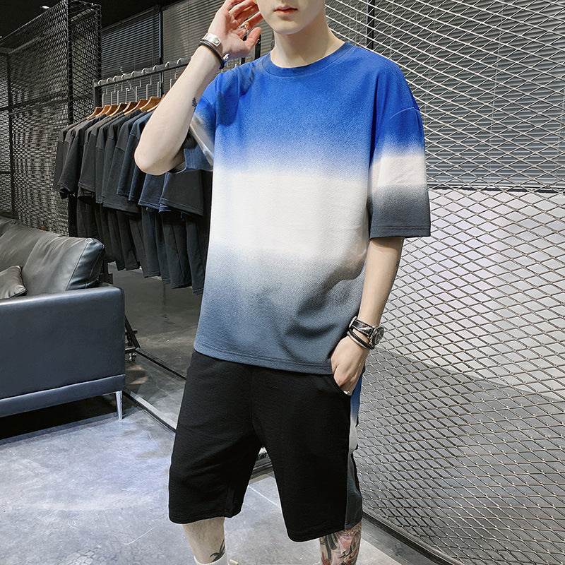 Men's Summer Leisure Tracksuit Thin T-Shirt 2 Sets Outfit Sport Set Short Sleeve - Velora