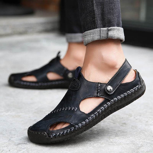 Men's Closed Toe Sandals Summer Adjustable Slides Slippers Fashion Beach Shoes - Velora