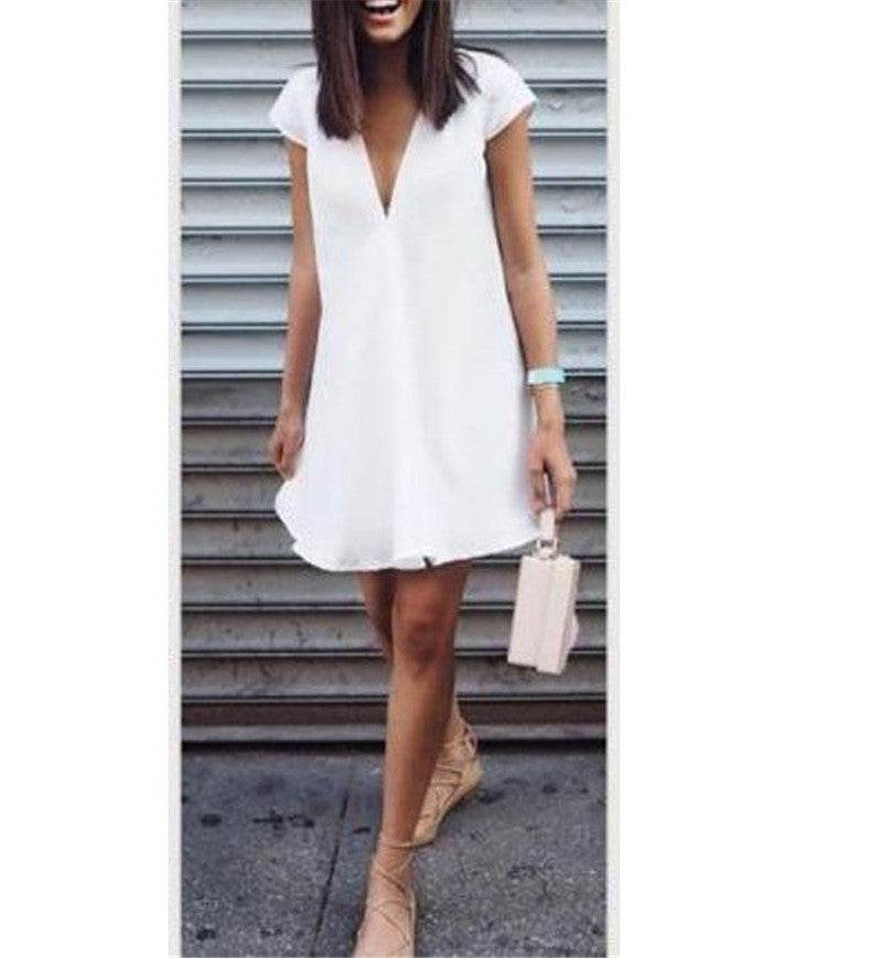 Women Casual summer day dresses V Neck summer mini dress - Velora