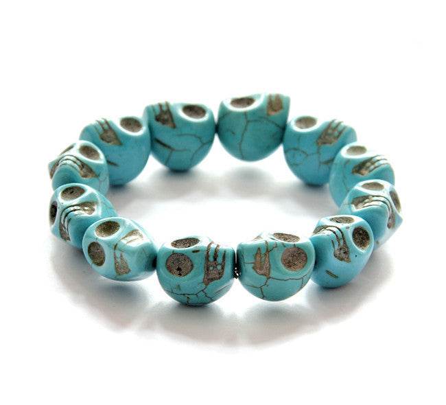 Jewelry Bracelet Synthetic Turquoise Skull beaded Bracelet - Velora