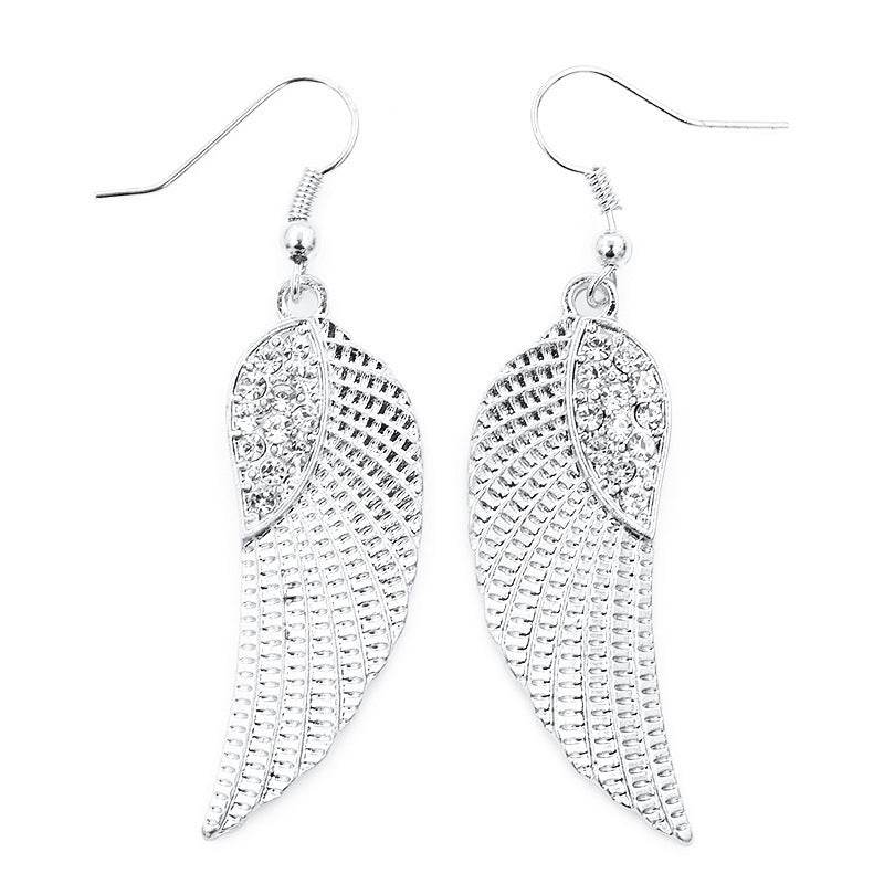 Female Fashion Diamond Angel Wings Earrings - Velora