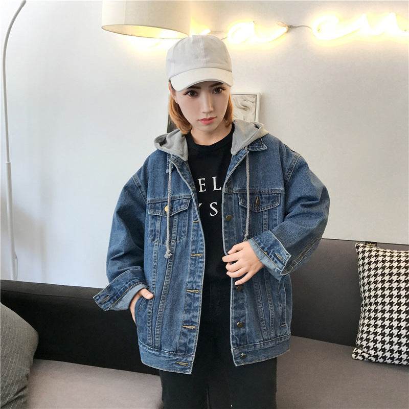 Casual Plain Oversized Hoodie Denim Jacket Unisex - Velora