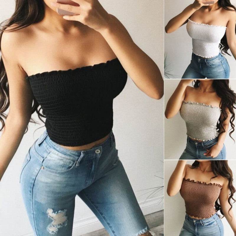 Sexy Fashion Summer Skinny Women Sleeveless Crop Tops Backl - Velora