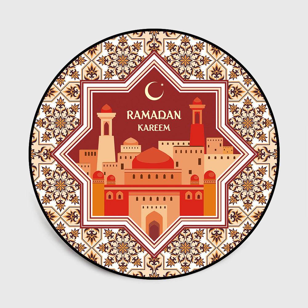 Islamic Ramadan Festival Moon Camel Church Round Living Room Bedroom Floor Mat Carpet - Velora