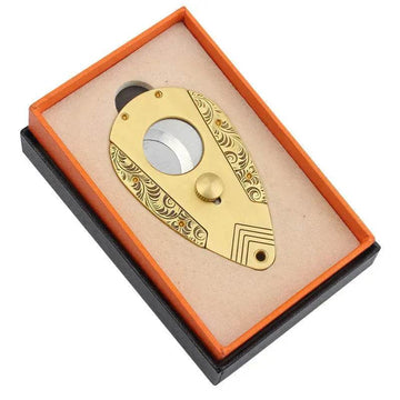 Stainless Steel Cigar Cutter - Golden and Vintage Pattern Guillotine
