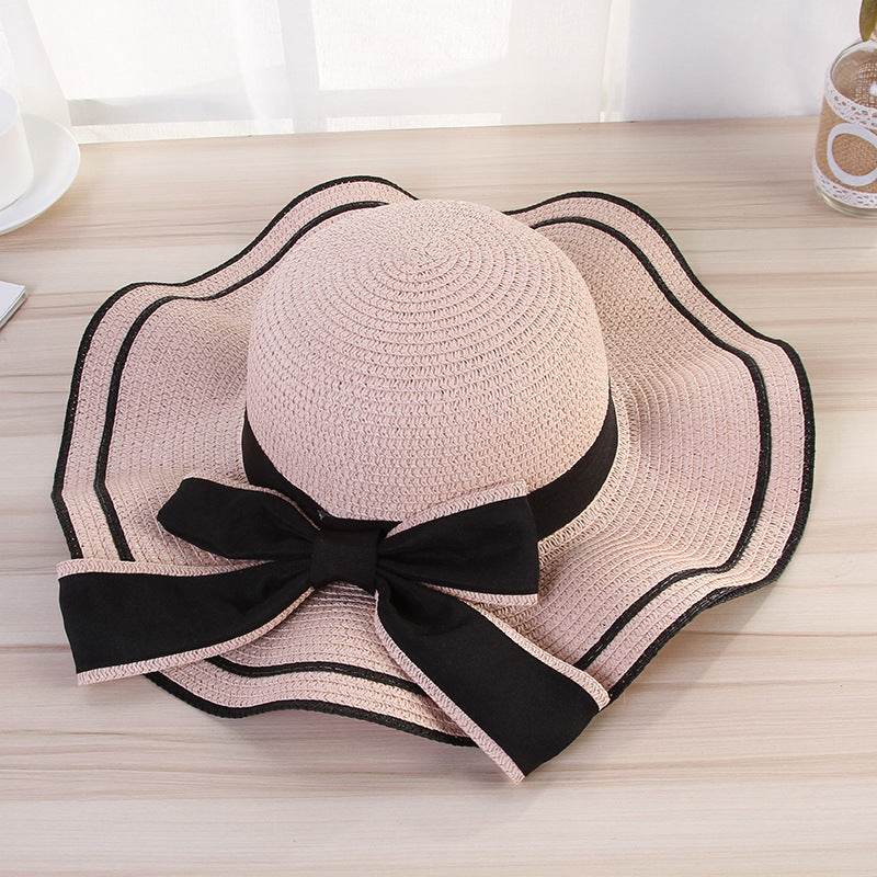 Summer Sun Hat Women Straw Hats Sunshade Panama Hat Fashion Bow Beach Hat Foldable Travel Caps - Velora