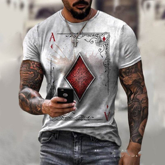 Playing Card Printing Men's T-Shirt Top - Velora