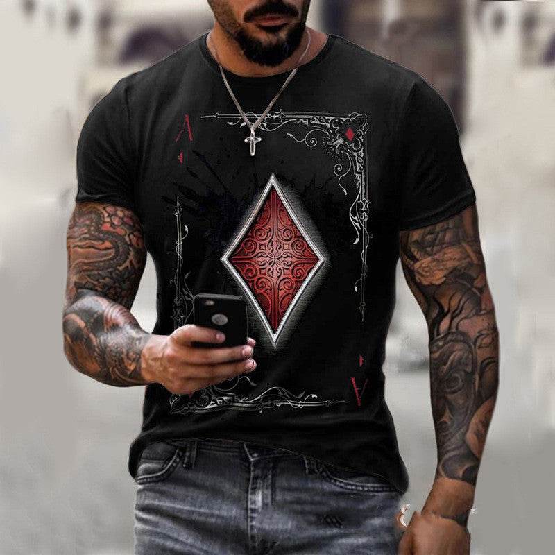 Playing Card Printing Men's T-Shirt Top - Velora