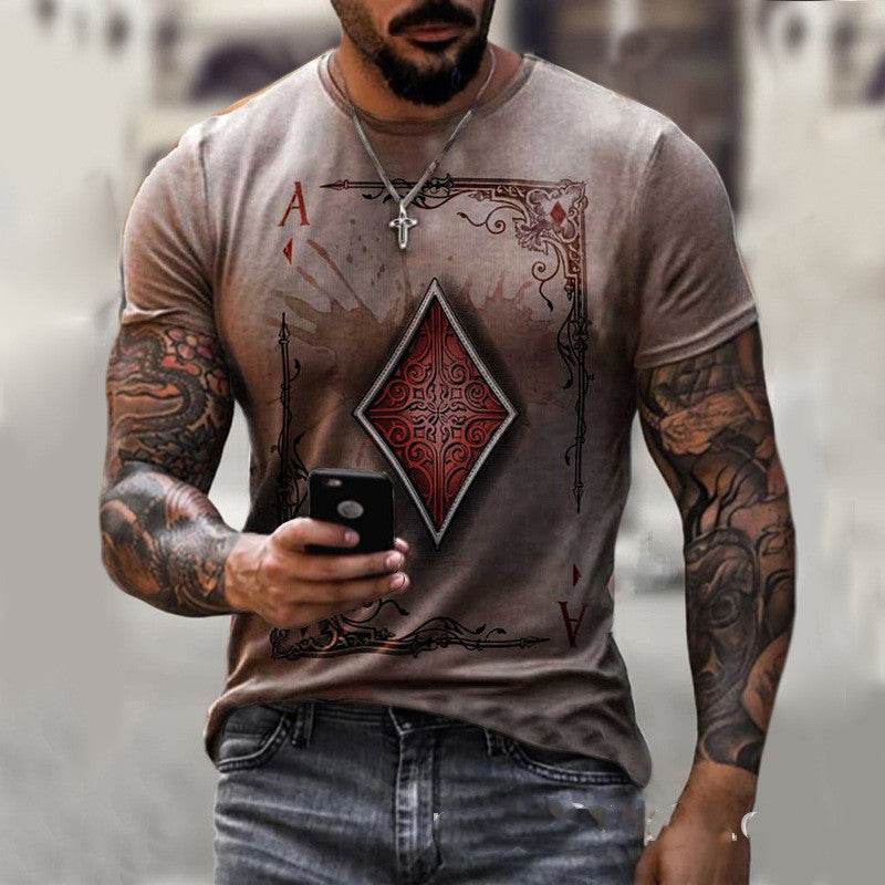 Playing Card Printing Men's T-Shirt Top - Velora