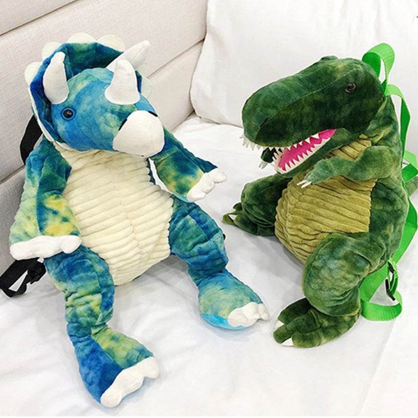 3D Dinosaur Kids Backpack – Cute Cartoon Plush Bag - Velora