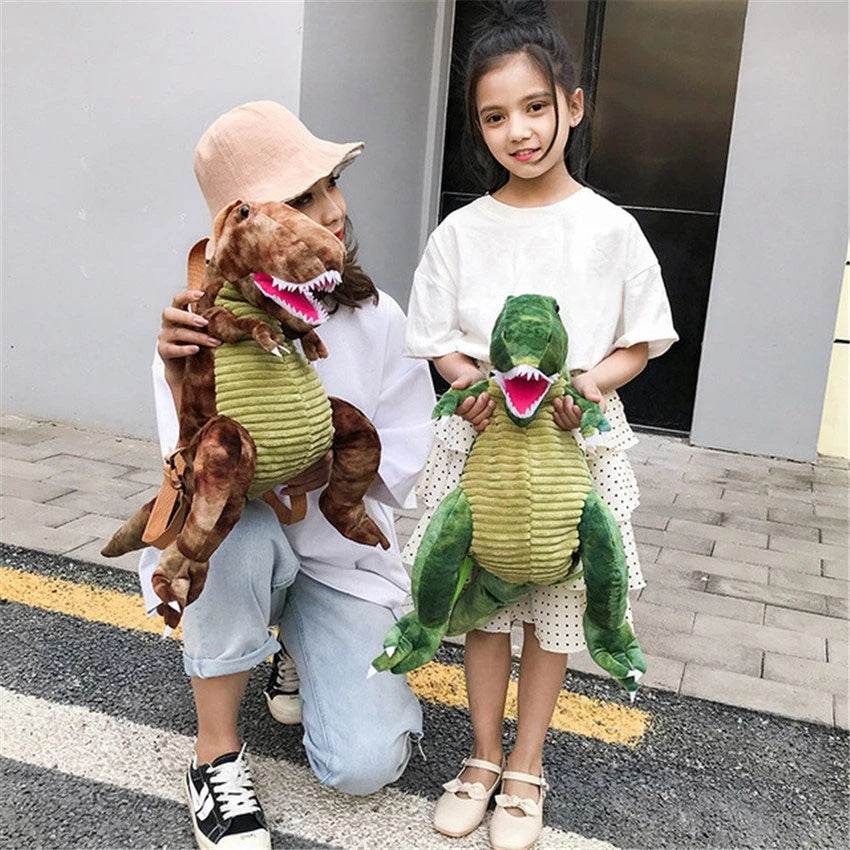 3D Dinosaur Kids Backpack – Cute Cartoon Plush Bag - Velora