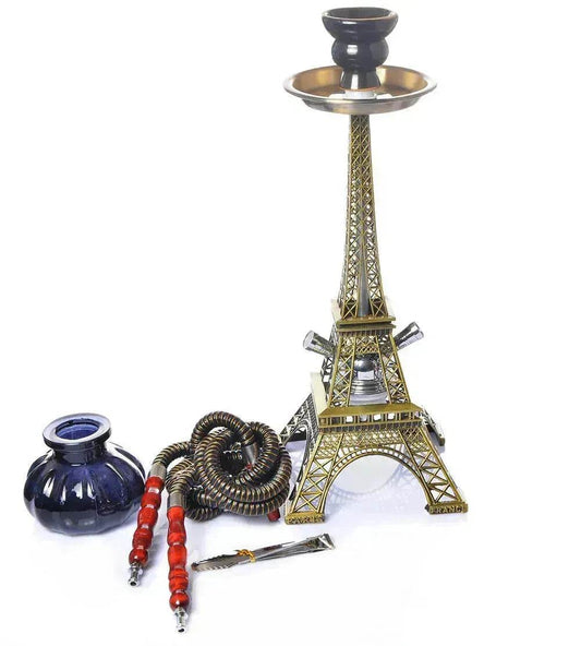 Eiffel Tower Arabian Shisha Double Pipe Hookah Set - Velora