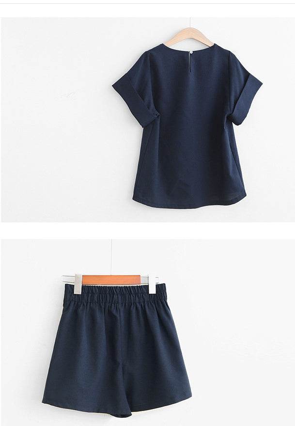 Suit-Set Short Short-Sleeve-Sets Office Trytree Female Plus-Size Casual Women Summer - Velora