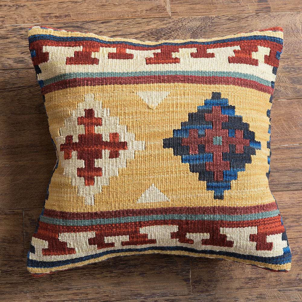 American Country Style Imported From India Ethnic Style Kilim Hand Woven Hard Wool Pillow Cover Cushion - Velora