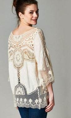 Jastie Bohemian Hollow Out Beach Cover Up Blouse Beach Shirt Women Crochet Lace Top Blusas mujer de moda Summer Tops - Velora
