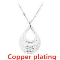 Customized 3 Water Droplet Engraving Name Stainless Steel Jewelry Pendant Necklaces For Women Personalized Gift - Velora