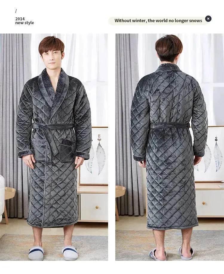 Winter Pajamas Men'S Winter Thickened Long Pajamas Plus Velvet Winter Sleepwear - Velora