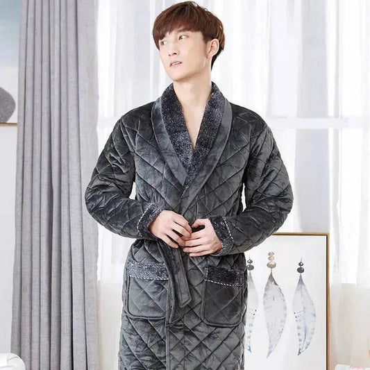 Winter Pajamas Men'S Winter Thickened Long Pajamas Plus Velvet Winter Sleepwear - Velora