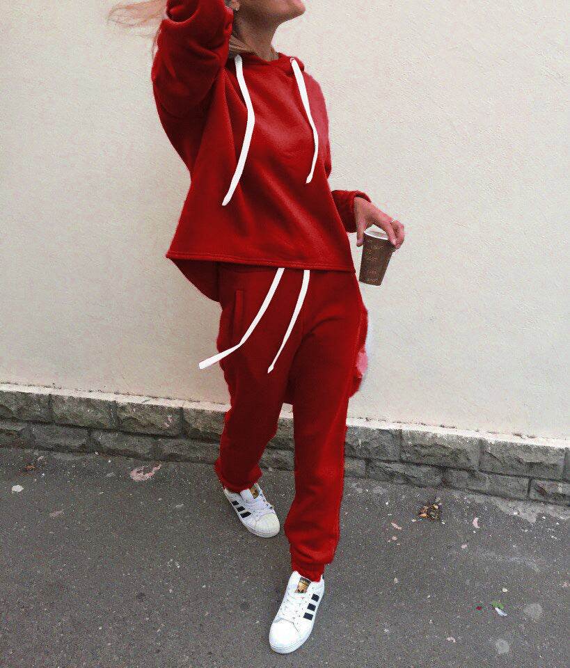 2pcs unisex Drawstring Hoodie Sport suit Athleisure wear - Velora