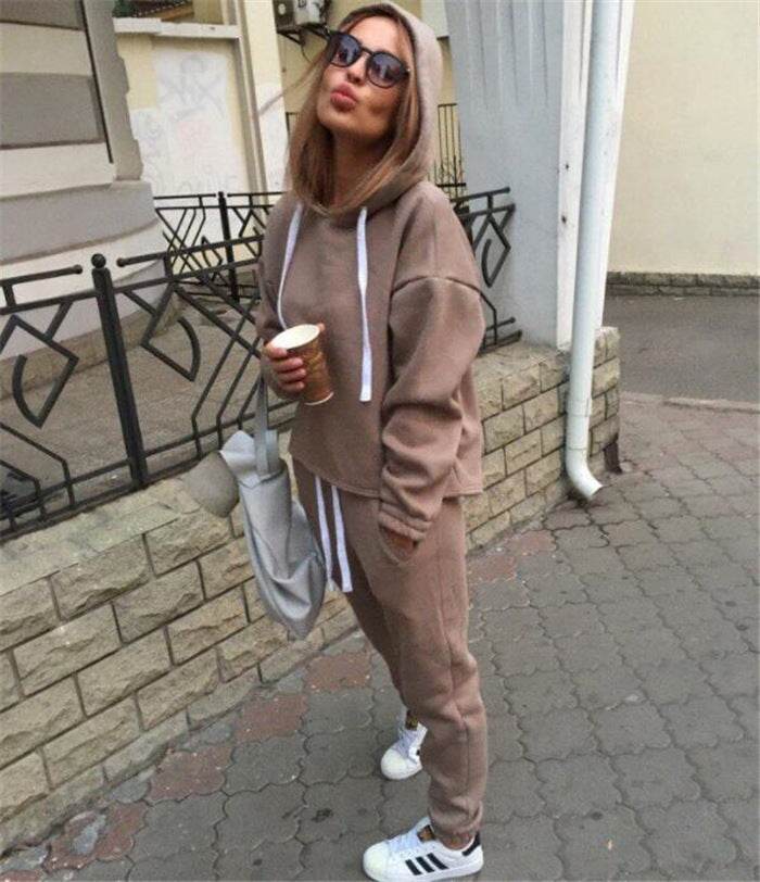 2pcs unisex Drawstring Hoodie Sport suit Athleisure wear - Velora