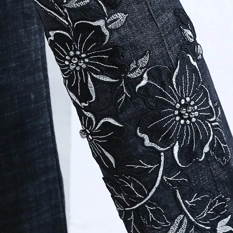 Women's Embroidered Bootcut High Waist Slim Fit Flared Jeans Trouser pant - Velora