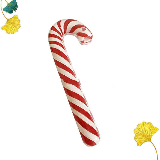 Red Striped Glass Pipe Cane Glass Hookah Glass Smoking Set - Velora