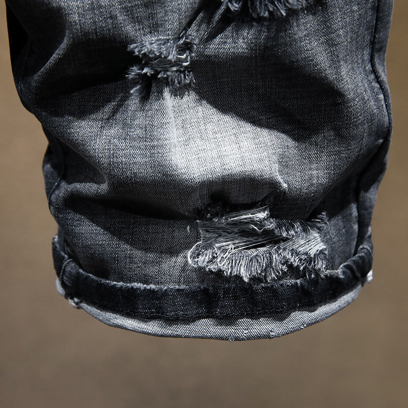 Summer Fashion Brand Worn Out Denim Shorts Youth Handsome 5-point Denim Small Straight Breeches Men"s Denim Pants Jeans - Velora