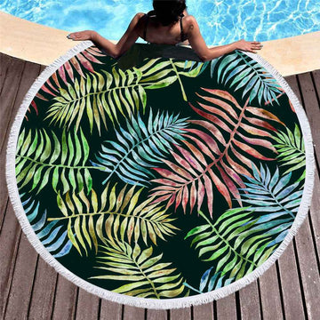 Round floral printed beach towel