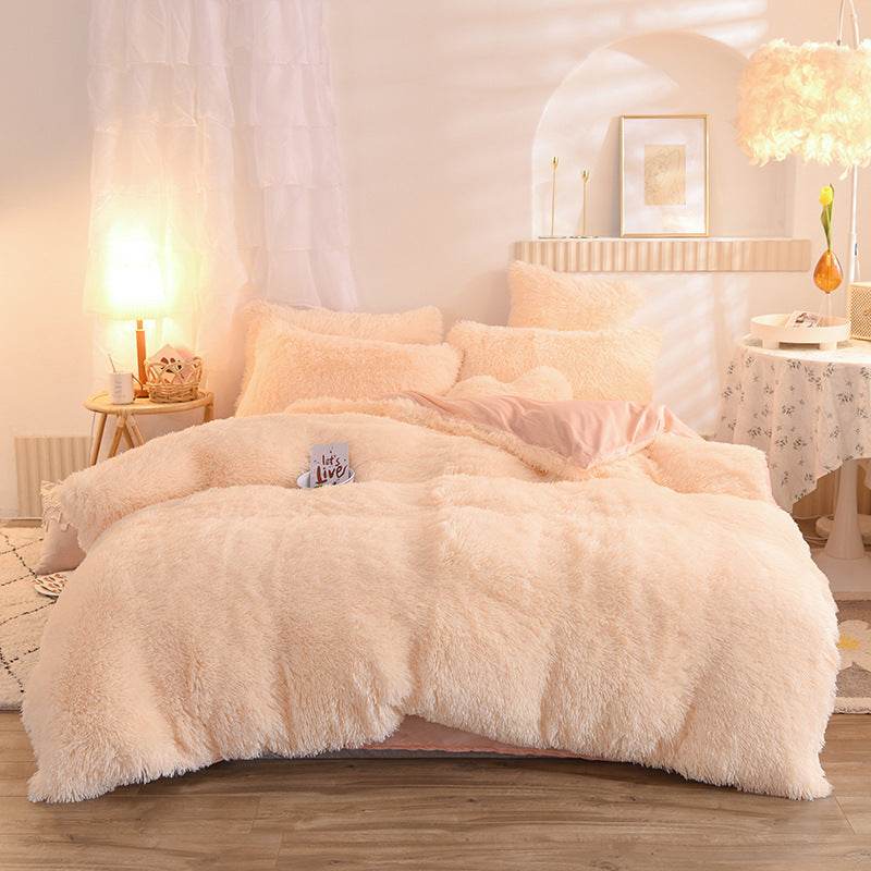 Luxury Thick Fleece Duvet Cover Queen King Winter Warm Bed Quilt Cover Pillowcase Fluffy Plush Shaggy Bedclothes Bedding Set Winter Body Keep Warm - Velora