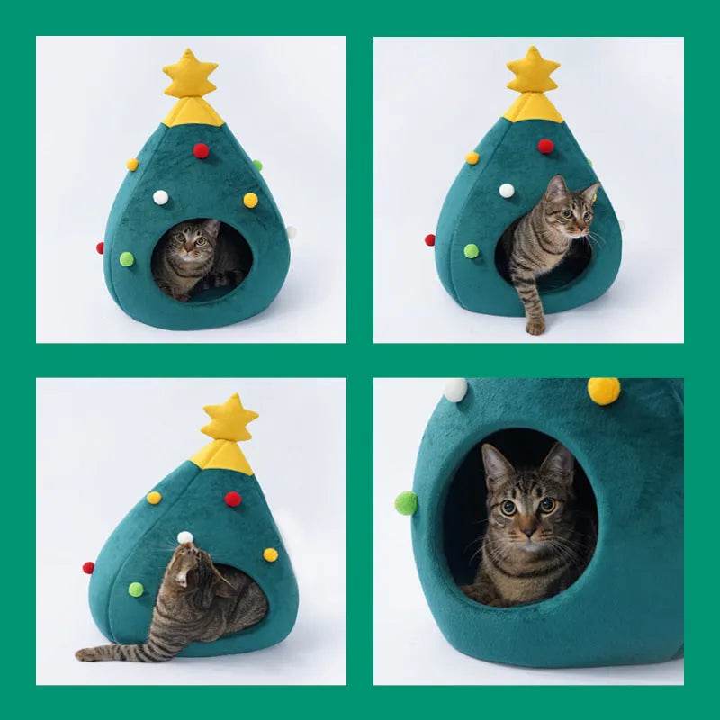 Pet Christmas Tree Cat Cat Bed Cat Mat Kennel Felt Litter Cat Supplies - Velora