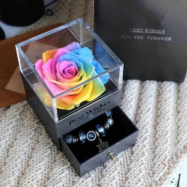 Eternal Flower Rose Jewelry Box for Birthday Presents Valentines Day Wedding Gift Box - Velora