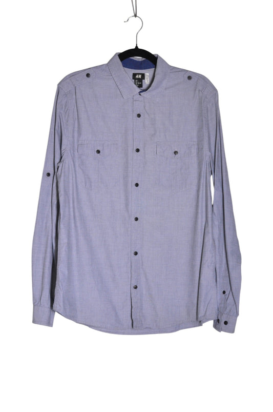 H&M Men Button Down Tops Regular fit in Blue - L - Velora