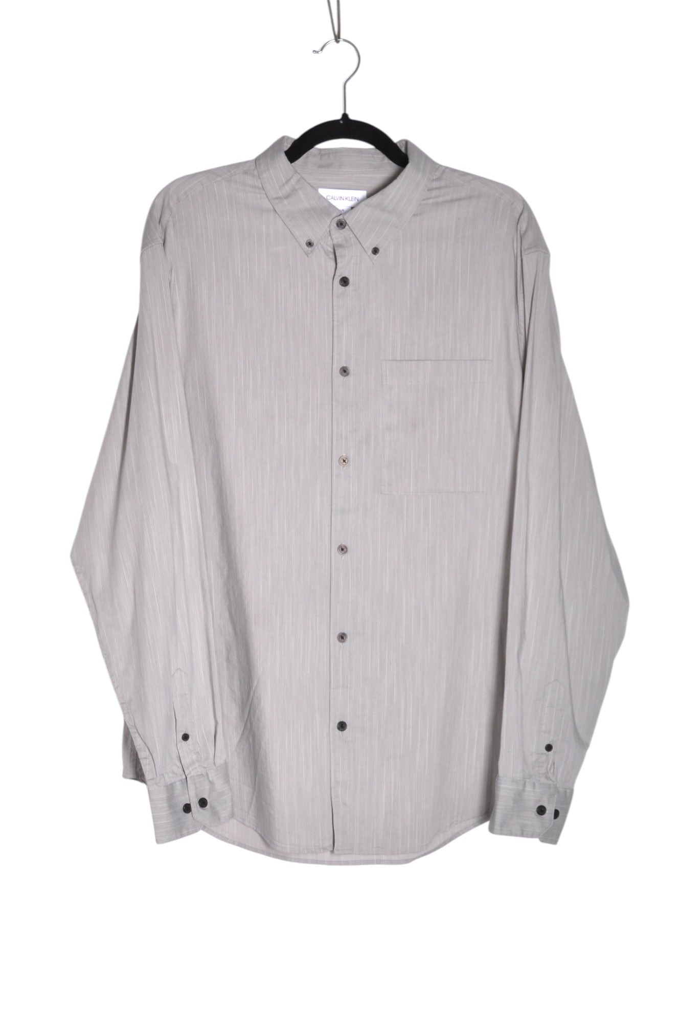 CALVIN KLEIN Men Button Down Tops Regular fit in Gray - L - Velora
