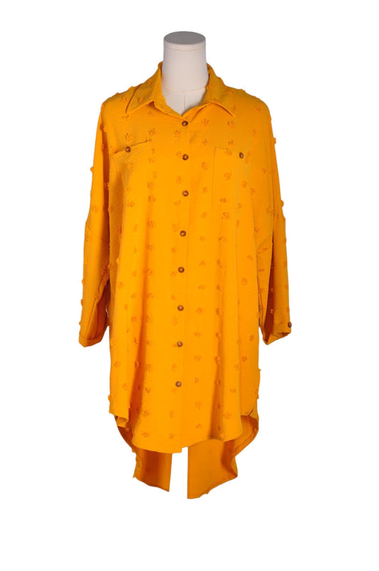 UNBRANDED Women Button Down Tops Regular fit in Orange - L - Velora