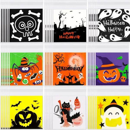 450 Pcs Halloween Cellophane Treat Bags Self-sealing Clear Candy Cookie Bags Pumpkin Ghost Black Cat Skull Trick Or Treat Bags For Halloween Birthday Trick Or Treat Party Favors Supplies - Velora