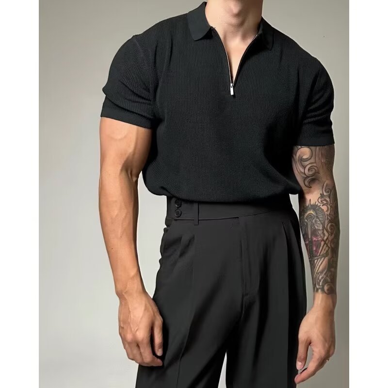 Men's Solid Color Casual Half Sleeve Bottoming Shirt