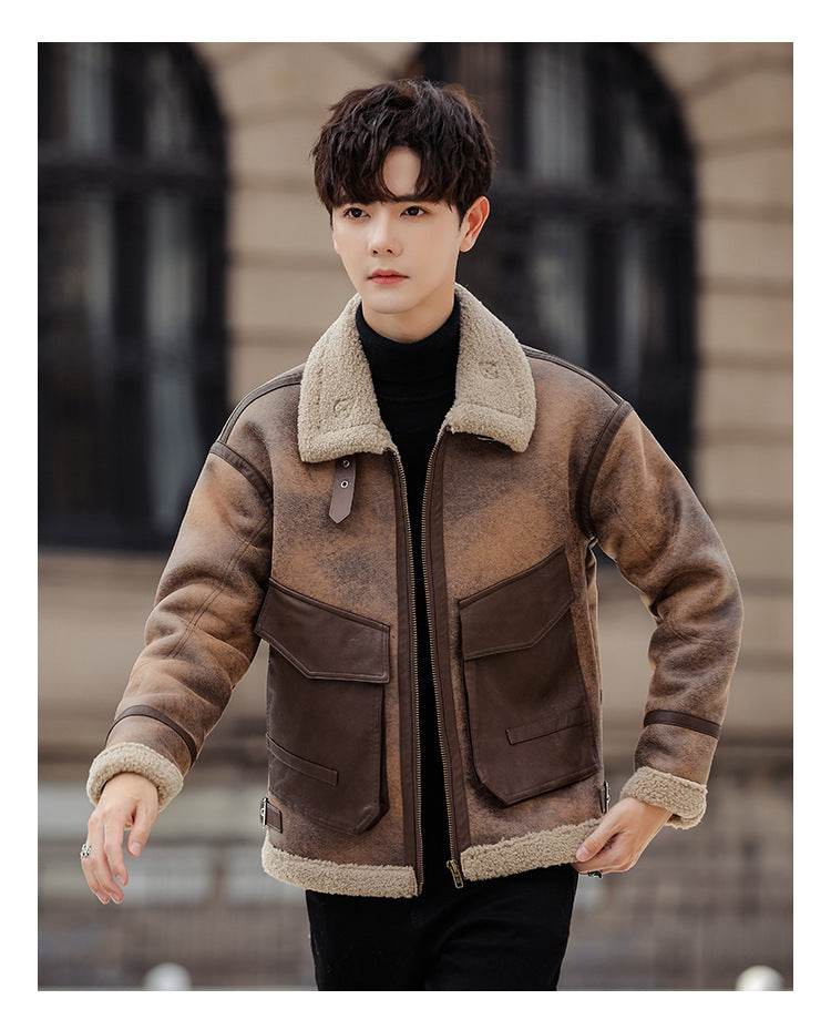 Leather And Fur Casual Coat For Men - Velora