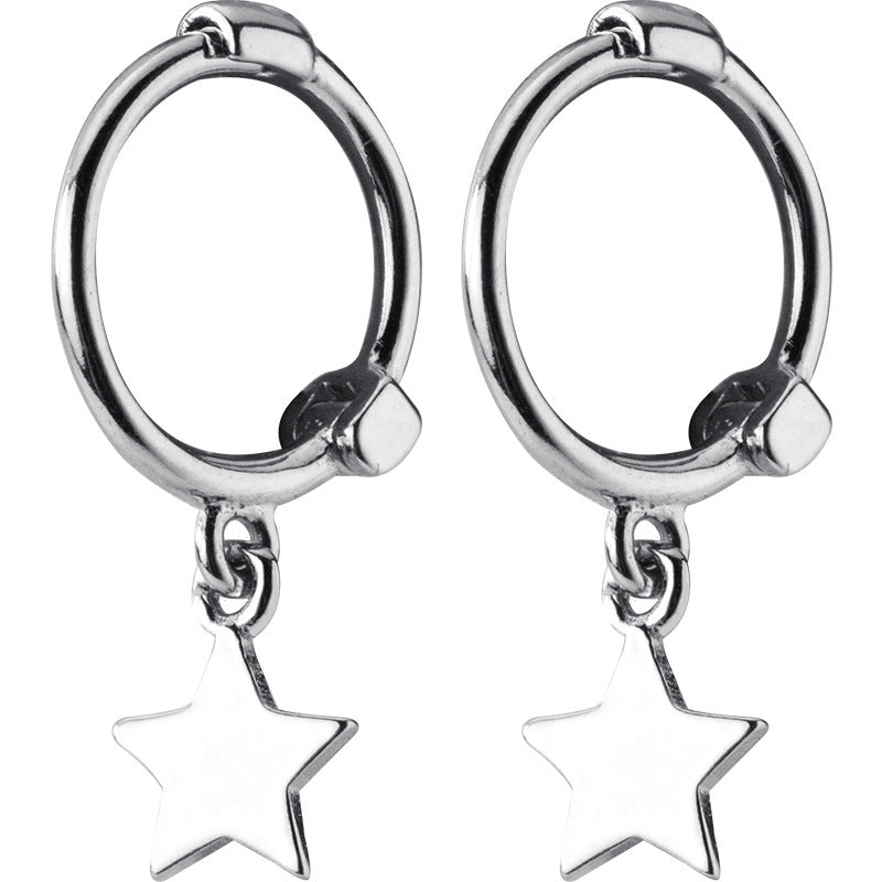 S925 Silver Five-pointed Star Sweet Short XINGX Ear Ring