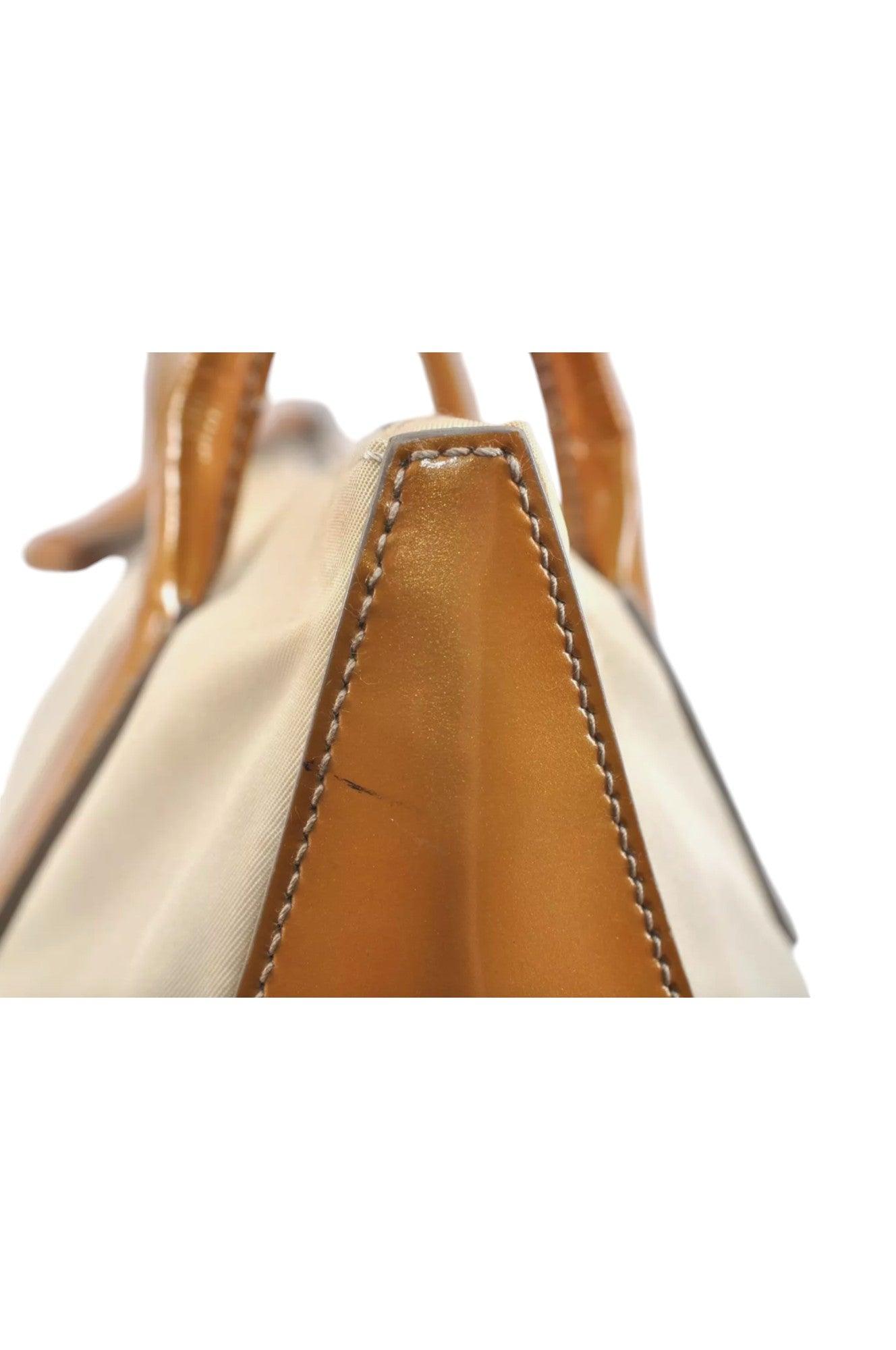 PRADA Nylon Tessuto Enamel Shoulder Hand Bag Purse Cream White 9257K - Velora