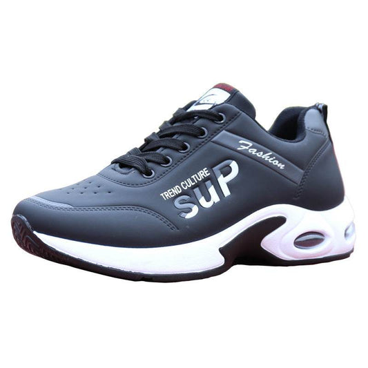 Men's Leisure Travel Shoes Students' White Leather Running Shoes - Velora