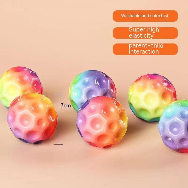 Colorful Hole Ball Soft Bouncy Ball Anti-fall Moon Shape Porous Bouncy Ball Kids Indoor Toys Ergonomic Design Elastic Ball Velora