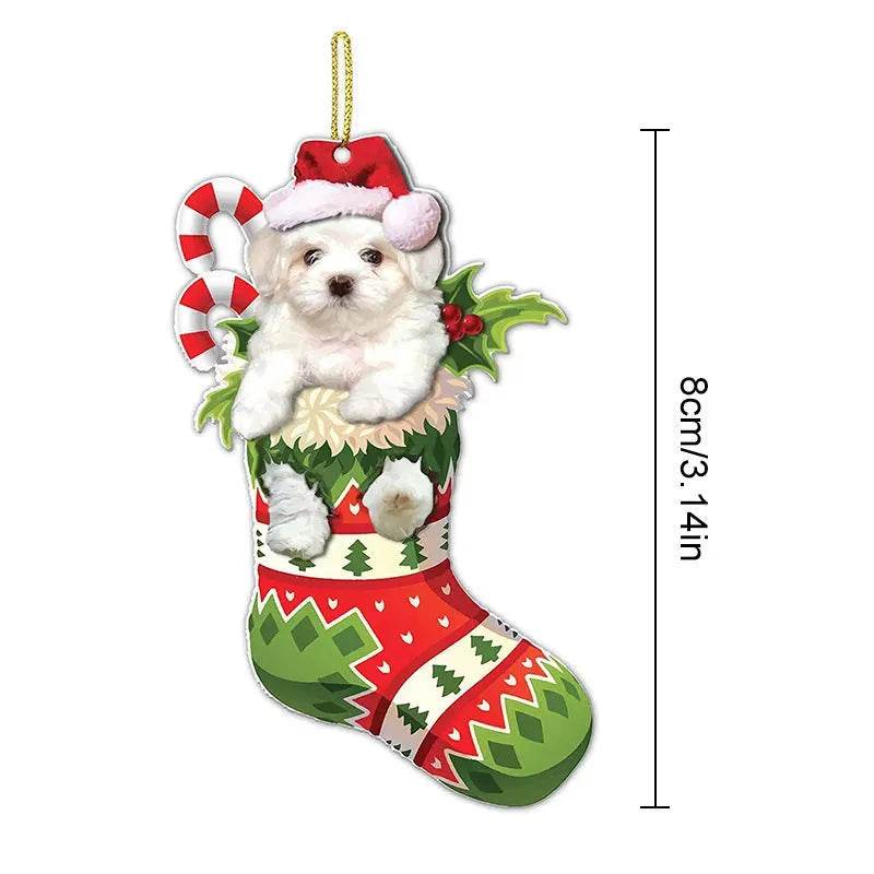 Christmas Stockings Christmas Tree Decorative Socks Dog Pendant Creative Cute - Velora
