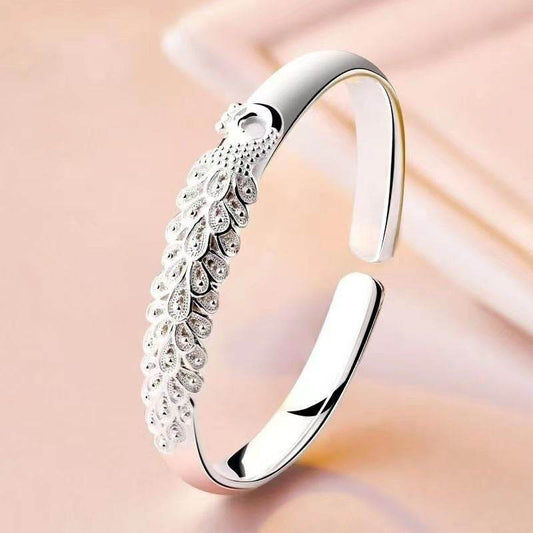 Peacock Screen Ended Bracelet Relief Adjustable - Velora