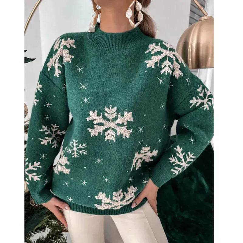 Fall Winter Knitted Cashmere Crewneck Ugly Christmas Sweater Pullover for women - Velora