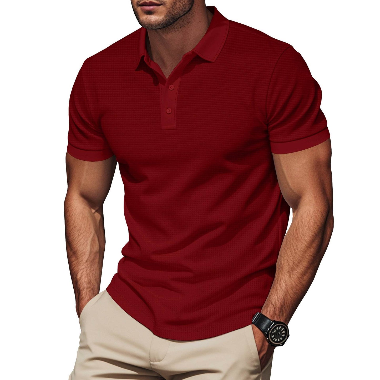 Lapel Color Matching Short Sleeve Plus Size Men - Velora